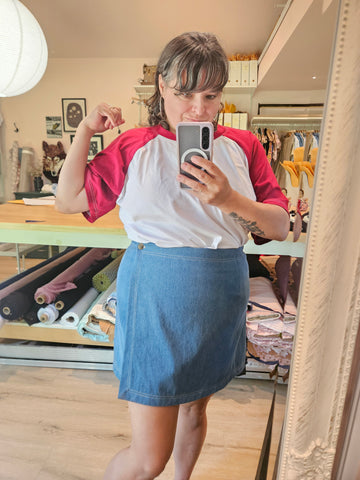 Jupe portefeuille échantillon - denim bleu moyen